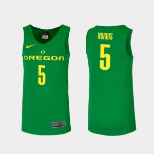 College Basketball Authentic Apple Green Men Miles Norris Oregon Jersey #5  830421-365